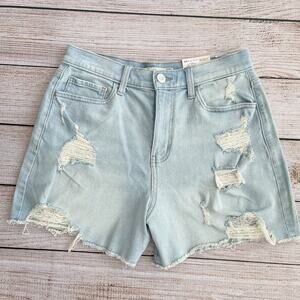 NWT SO Women’s 9/29 High Rise Boyfriend Distressed Light Wash Shorts